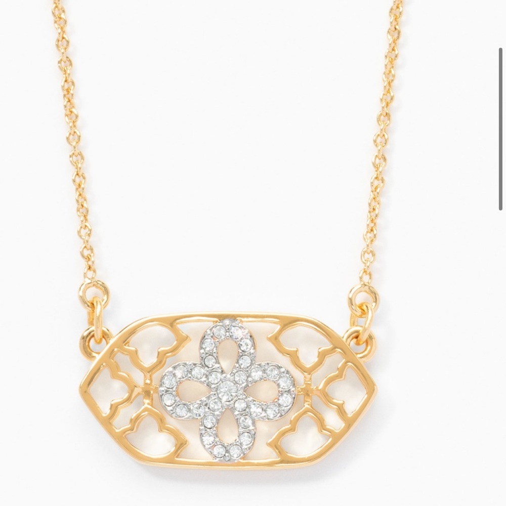Touchstone Crystal feminine look necklace LATTICE gold plated white crystals NIB